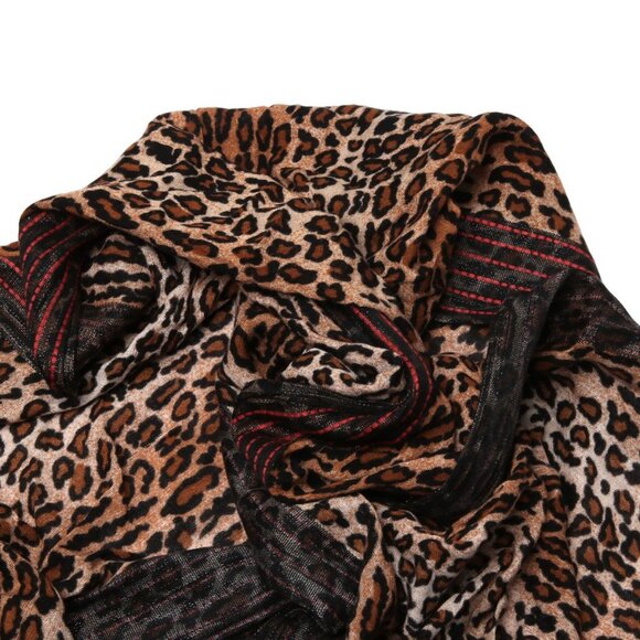 ECHO Leopard Animal Print Scarf Wrap Brown Red Black - Picture 3 of 7